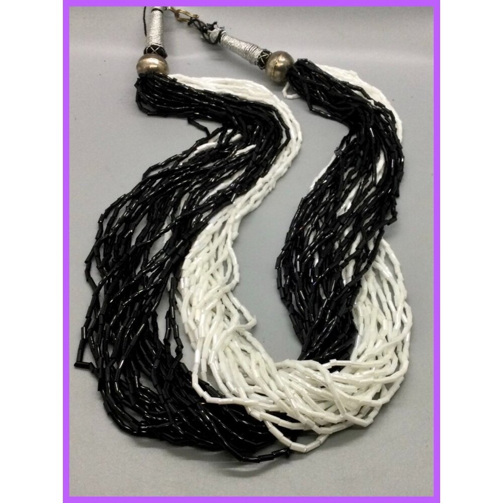 Elegant Multi-Strand Necklace, b&w